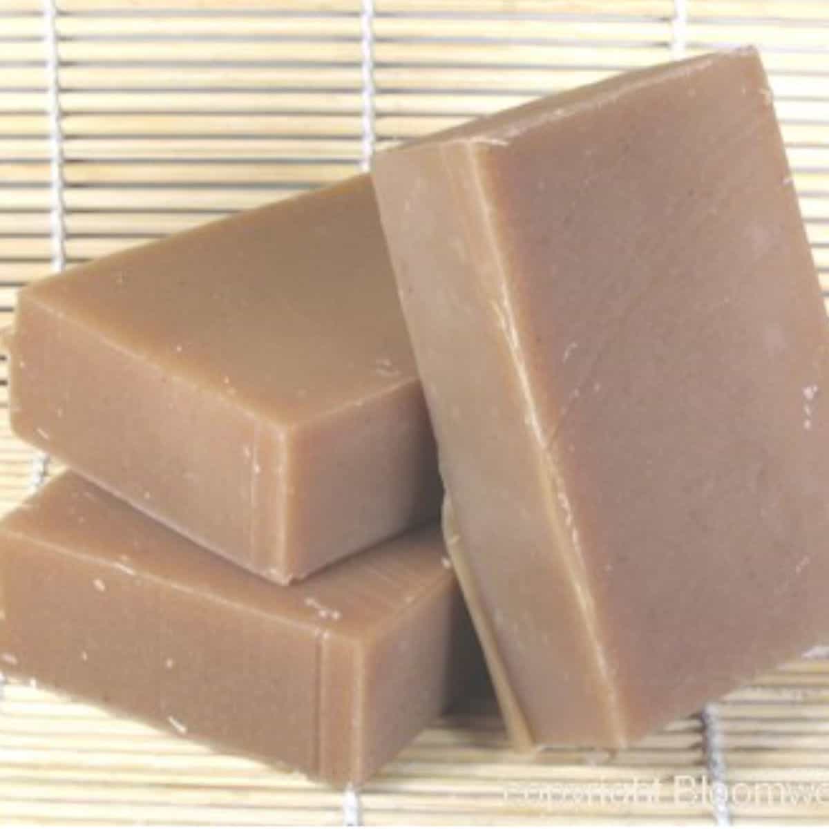 Medium tan cold process soap bars.